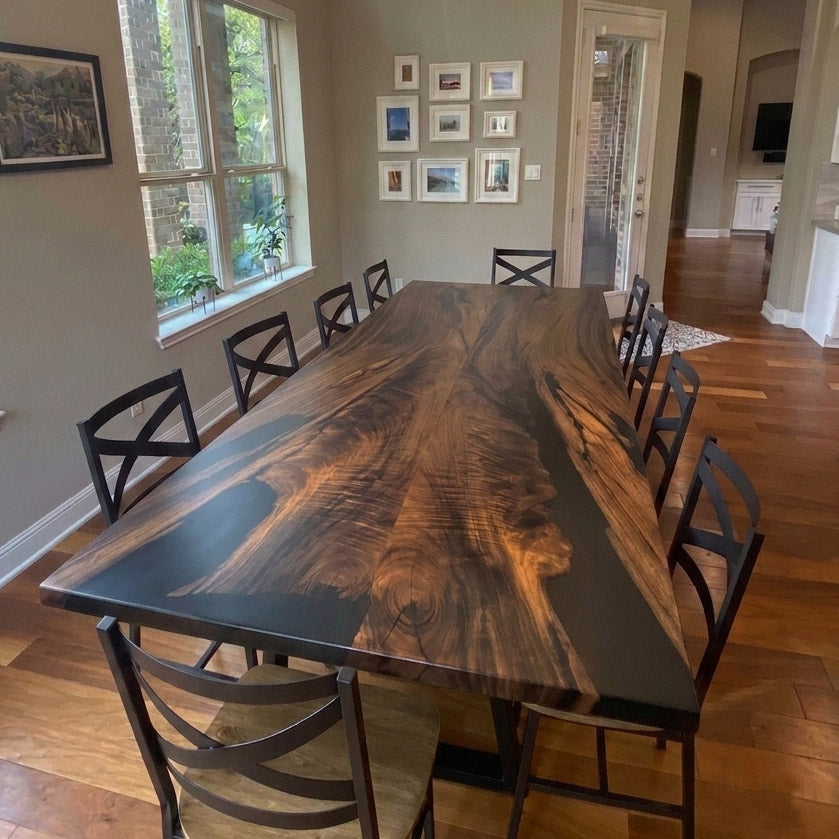 10feet Luxury bookmatch slab table solid wood dining table for 10-12 people