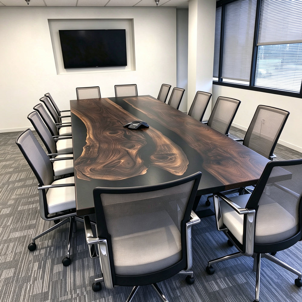 10feet meeting room table black walnut solid wood eye-catching conference table for 10 seats