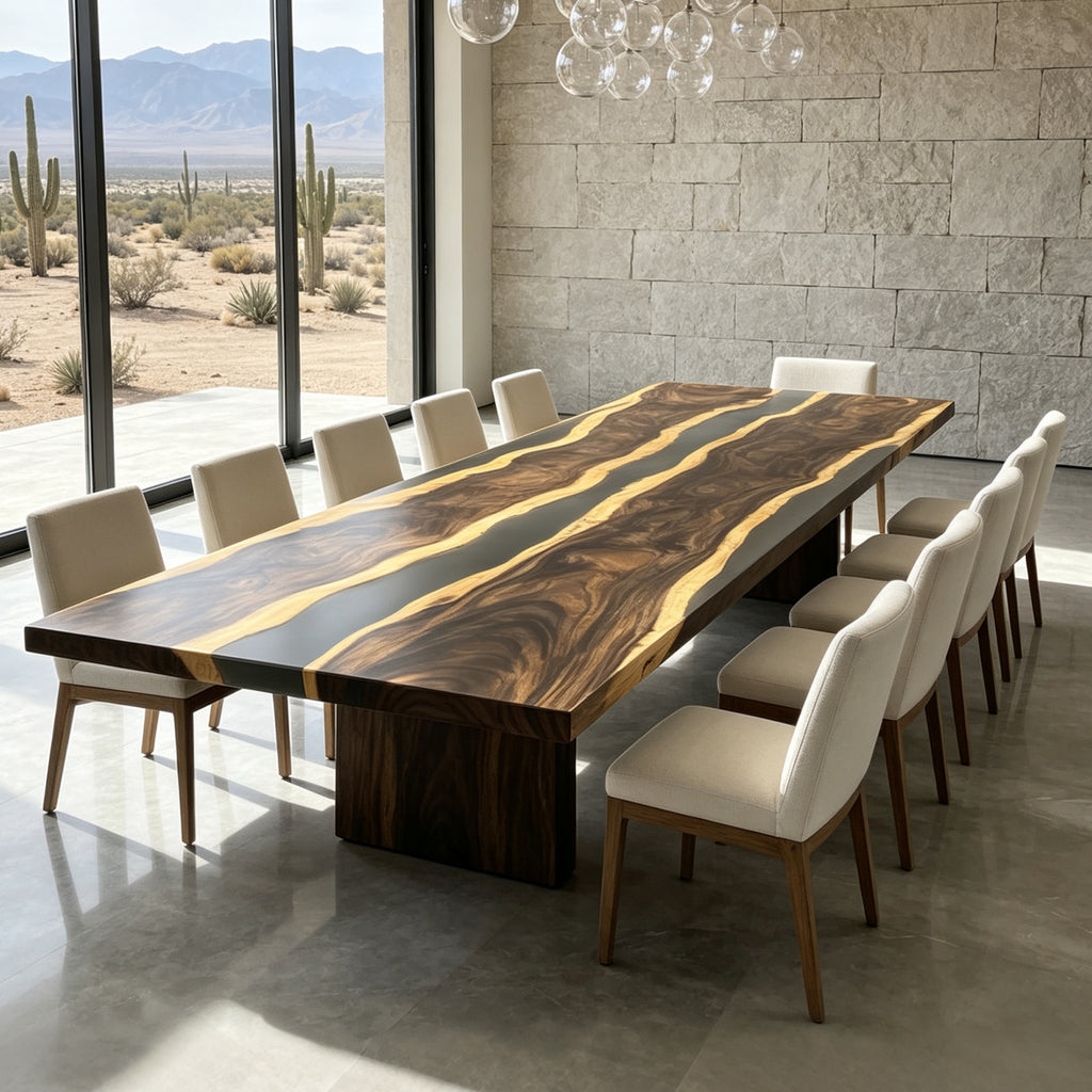 Luxury centerpiece natural edge wood dining table for 12 people custom made table 12feet