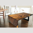Unique stylish one piece wood epoxy waterfall coffee table - MOOKA FURNITURE