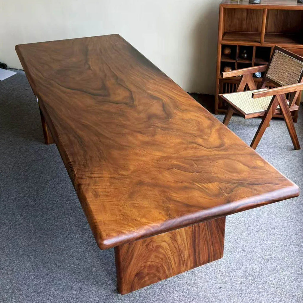 9ft Custom made Wood waterfall dining table - MOOKA FURNITURE