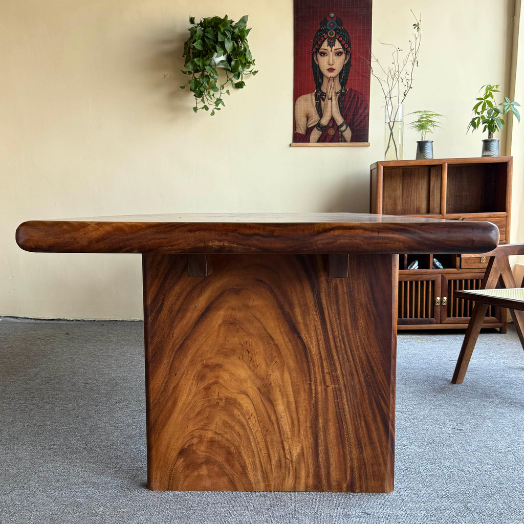 9ft Custom made Wood waterfall dining table - MOOKA FURNITURE