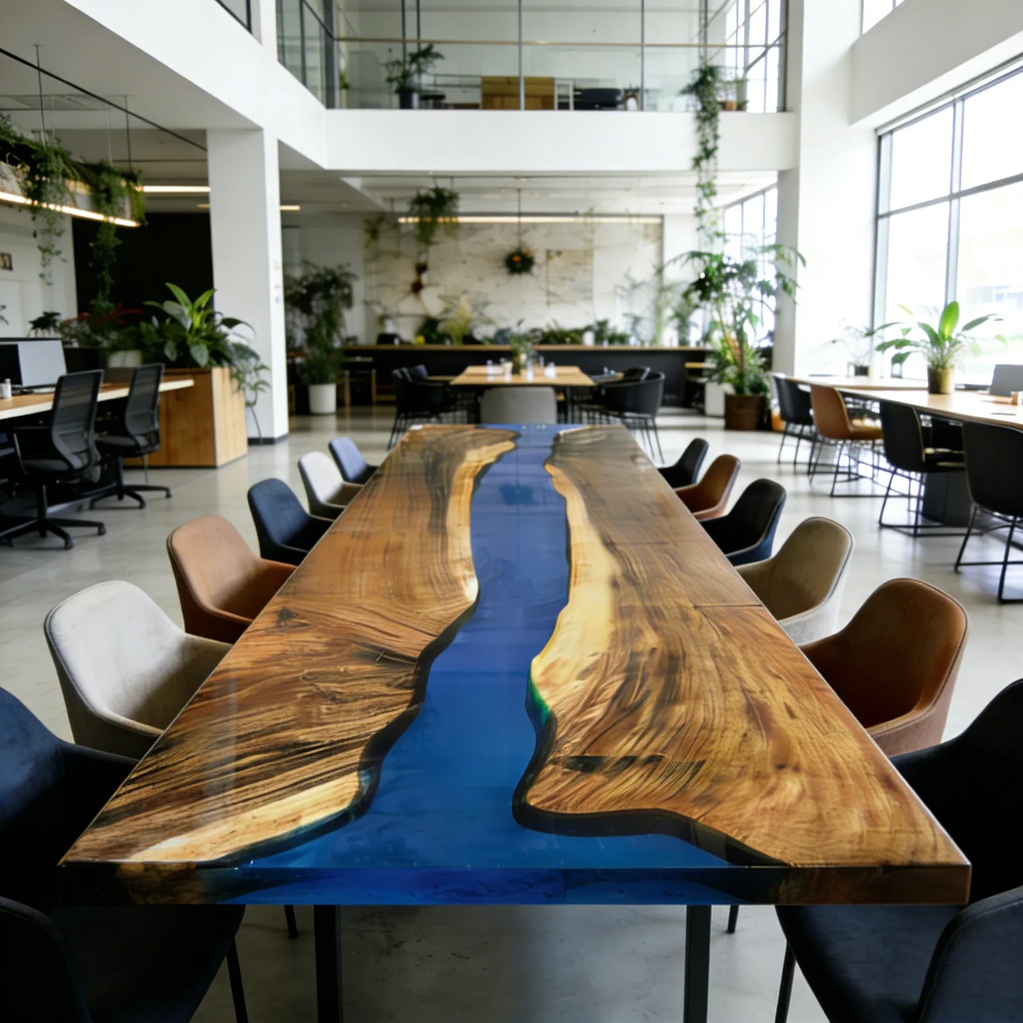 Massive table 12 ft for 14 people solid wood river table custom made for open space communal table - MOOKA FURNITURE