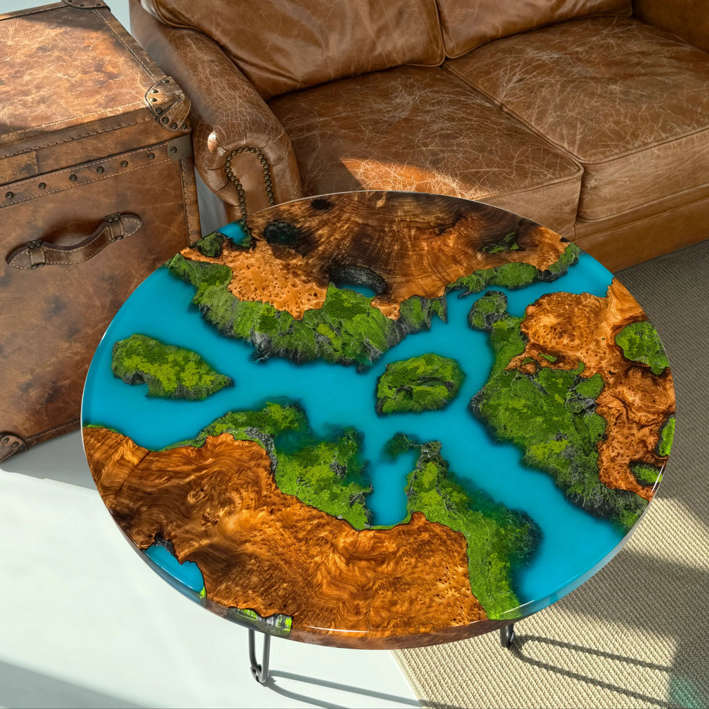Luxury handmade natural wood landscape epoxy river table coffee table - MOOKA FURNITURE