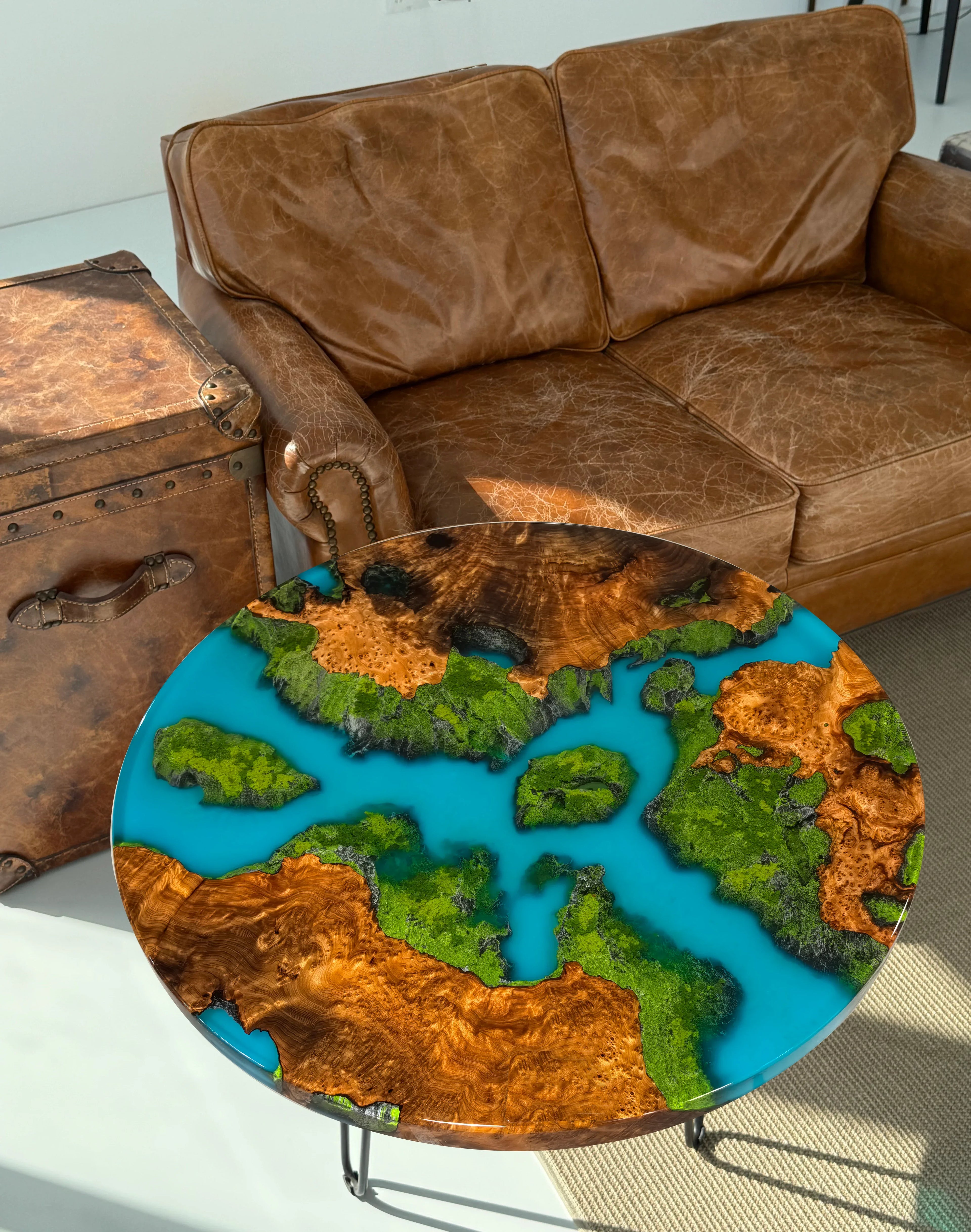 Luxury handmade natural wood landscape epoxy river table coffee table - MOOKA FURNITURE
