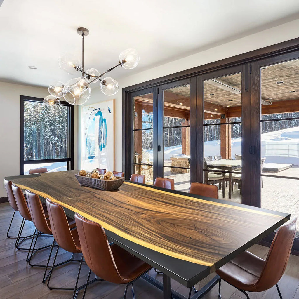 12ft Long table for 12-14 people big dining room open space table custom made wood table - MOOKA FURNITURE