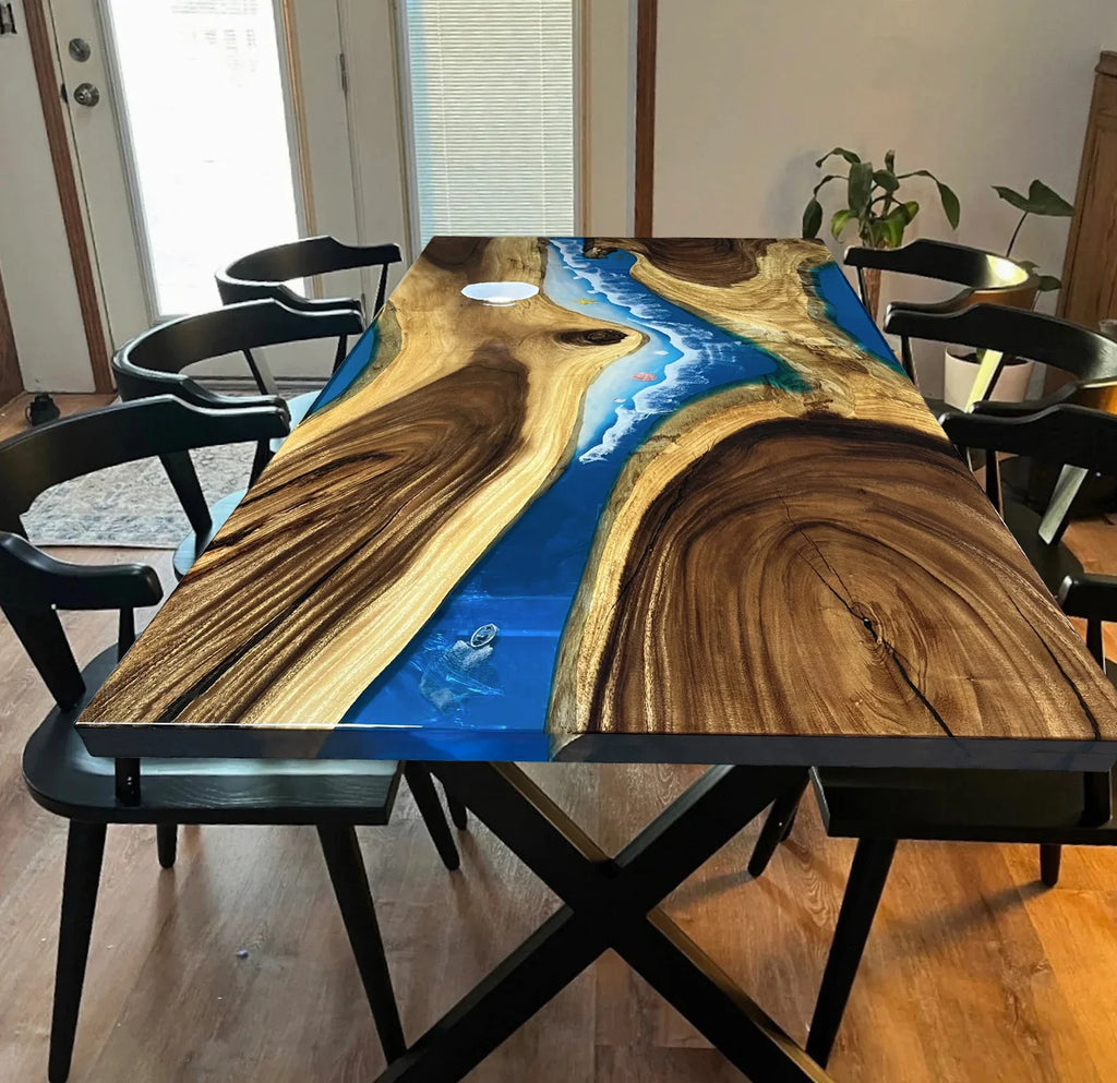 Unique custom made river table Ocean Themed Dining Table 6-8 seats - MOOKA FURNITURE