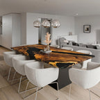 Deep blue epoxy luxury unique exotica wood dining table for 8 people