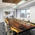 12ft one piece single solid wood table  Black epoxy glossy conference table for 12 seats