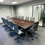 10feet Meeting table in black walnut solid wood slab conference table for 10 seats