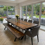 120 inch solid natural wood dining table with bench for 10-12 people