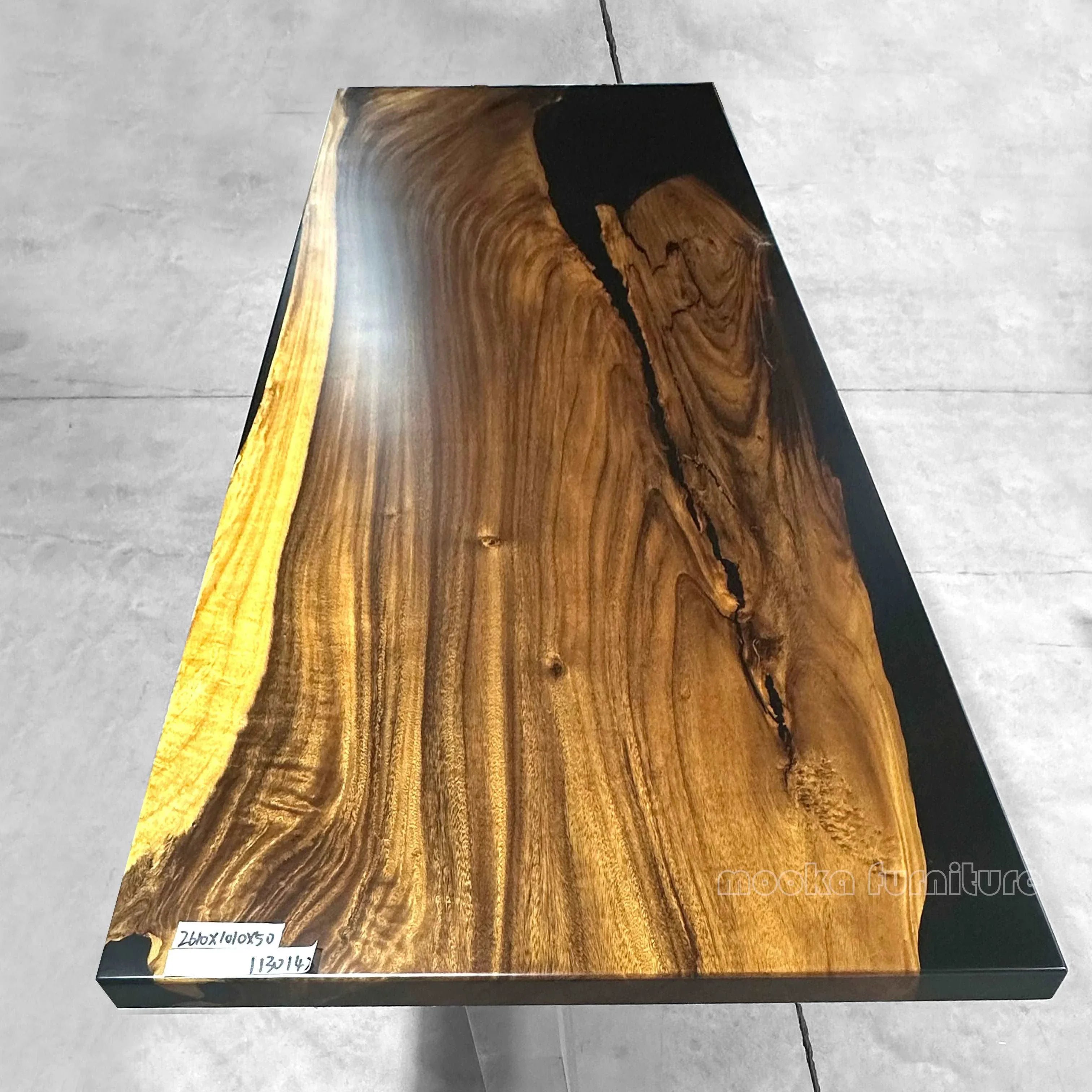 Single piece wood table black resin dining table for 8-10 person - MOOKA FURNITURE