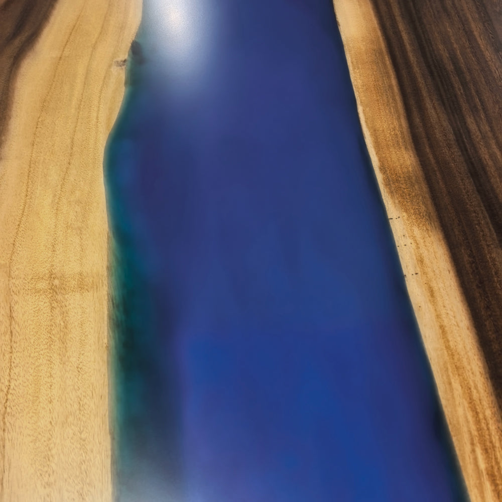 Luxury Craftsmanship solid wood blue epoxy large dining table 12ft for 12