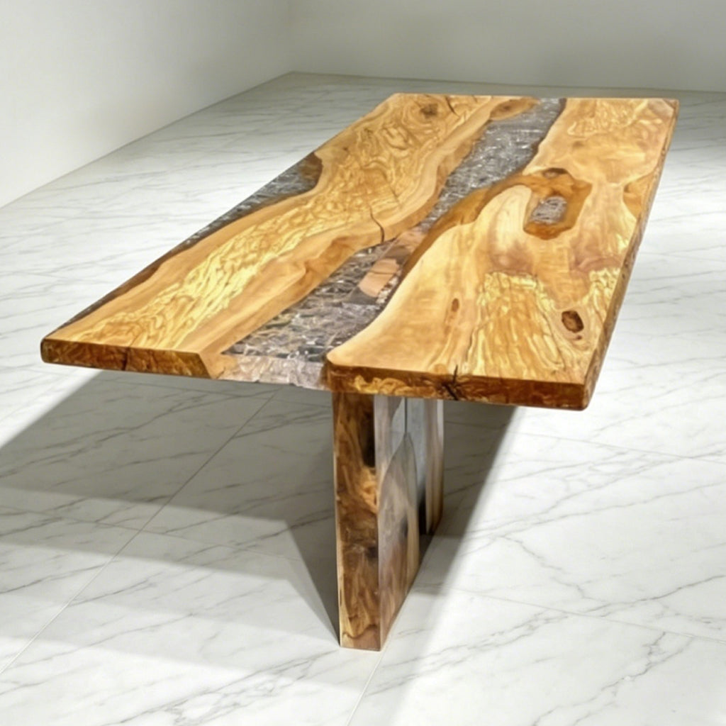 Luxury Italian olive wood river table heirloom table dining table for 8 seats