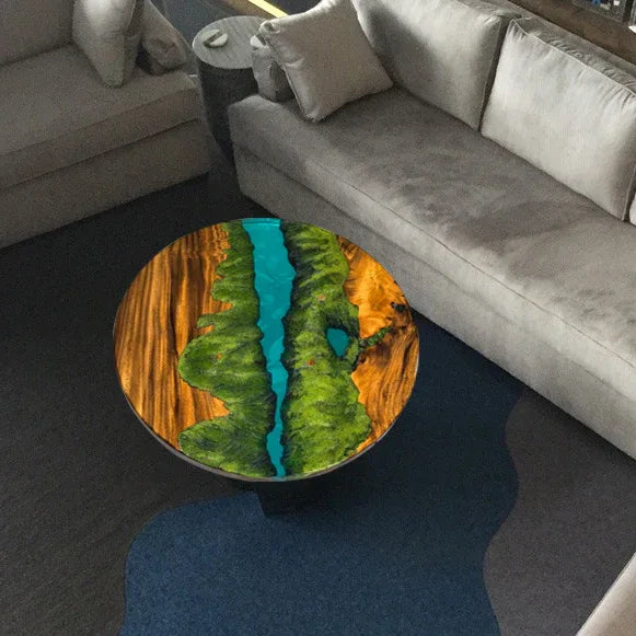 Impressive unique Landscape epoxy diorama resin wood art coffee table - MOOKA FURNITURE