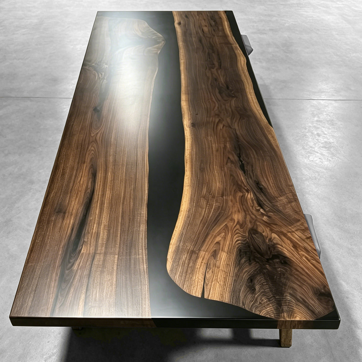 10ft Meeting table in black walnut solid wood slab conference table for 10 seats