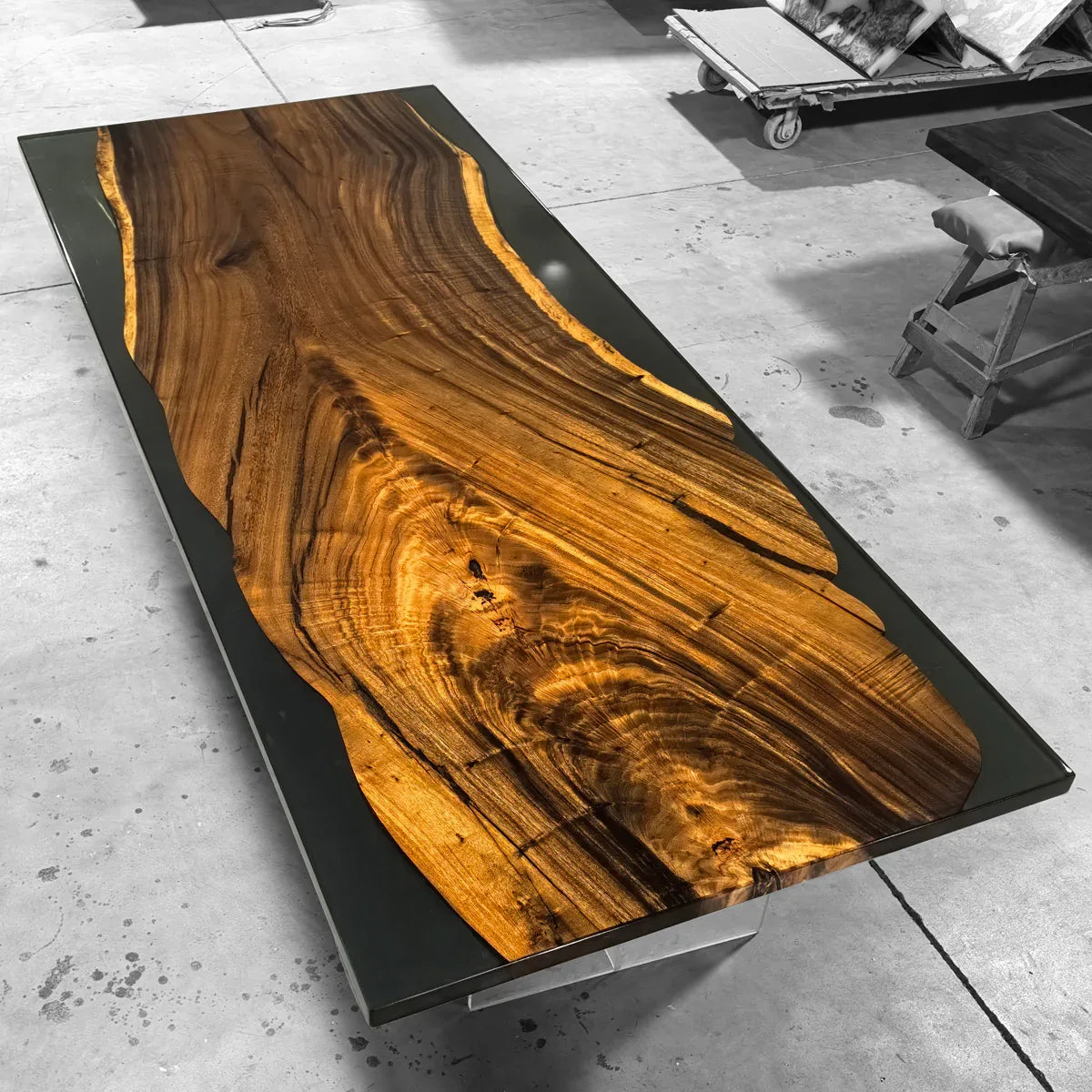 High-end dining table natural one piece wood river table 8-10 person - MOOKA FURNITURE