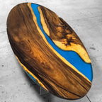 Large size blue epoxy river table Luxury Oval dining table for 12 people - MOOKA FURNITURE