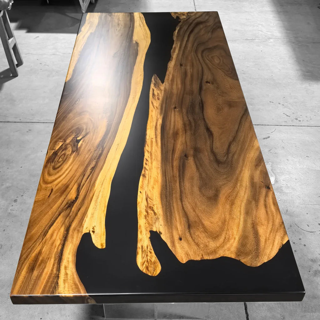 Handcrafted Luxury exotic wood epoxy river table for 8-10 people - MOOKA FURNITURE