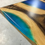 Luxury Craftsmanship solid wood blue epoxy Extra long Conference Table for 12