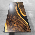 Unique natural wood black resin river dining table for for 8-10 people - MOOKA FURNITURE