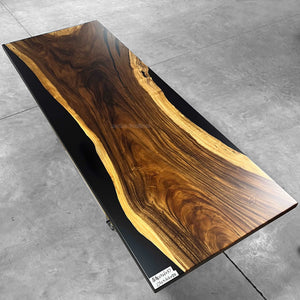 Black resin wood dining river table