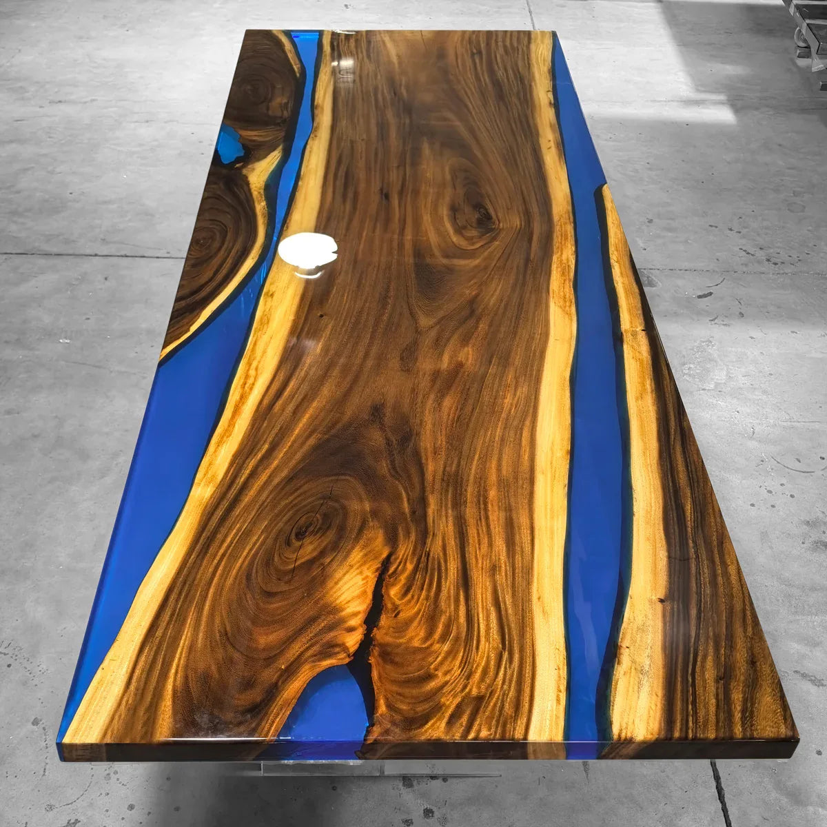 Luxury organice wood slab blue river table table 10-12 seaters - MOOKA FURNITURE