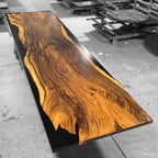 Luxury large size live edge real solid wood dining table 14ft long for 16 people - MOOKA FURNITURE