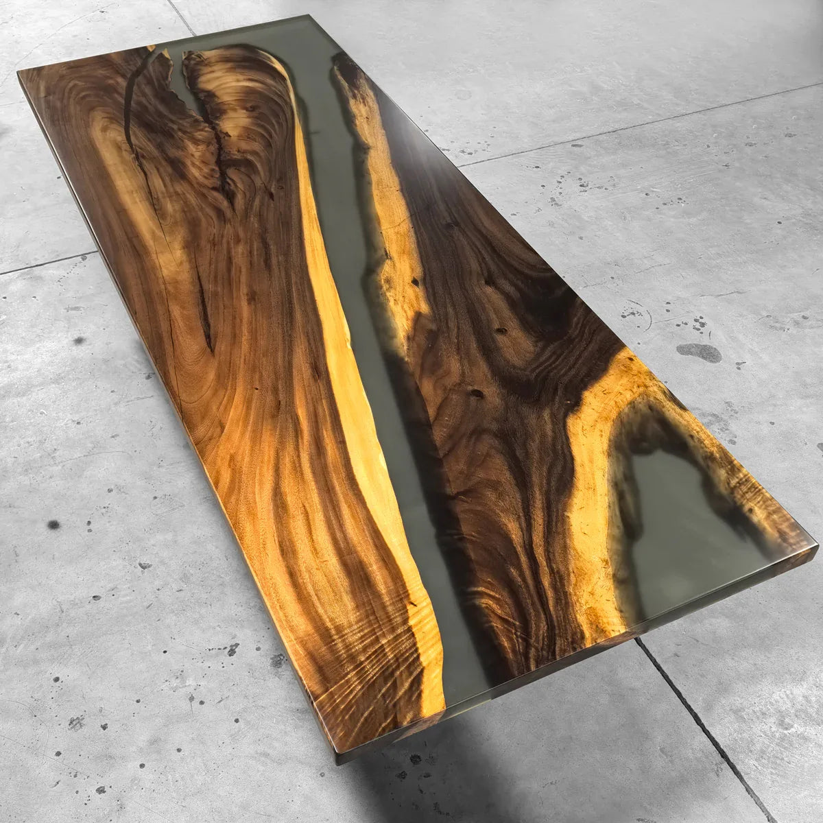 112 inch clear grey resin river wood dining table for 10 people - MOOKA FURNITURE