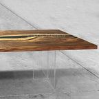 Graceful natural wood dining table with black epoxy gentle river table for 8 - MOOKA FURNITURE