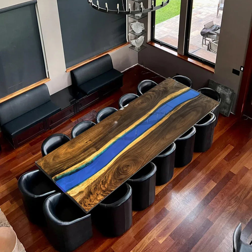 11ft Long river table for 12 people big dining room custom made wood bespoke table - MOOKA FURNITURE