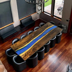 11ft Long river table for 12 people big dining room custom made wood bespoke table - MOOKA FURNITURE