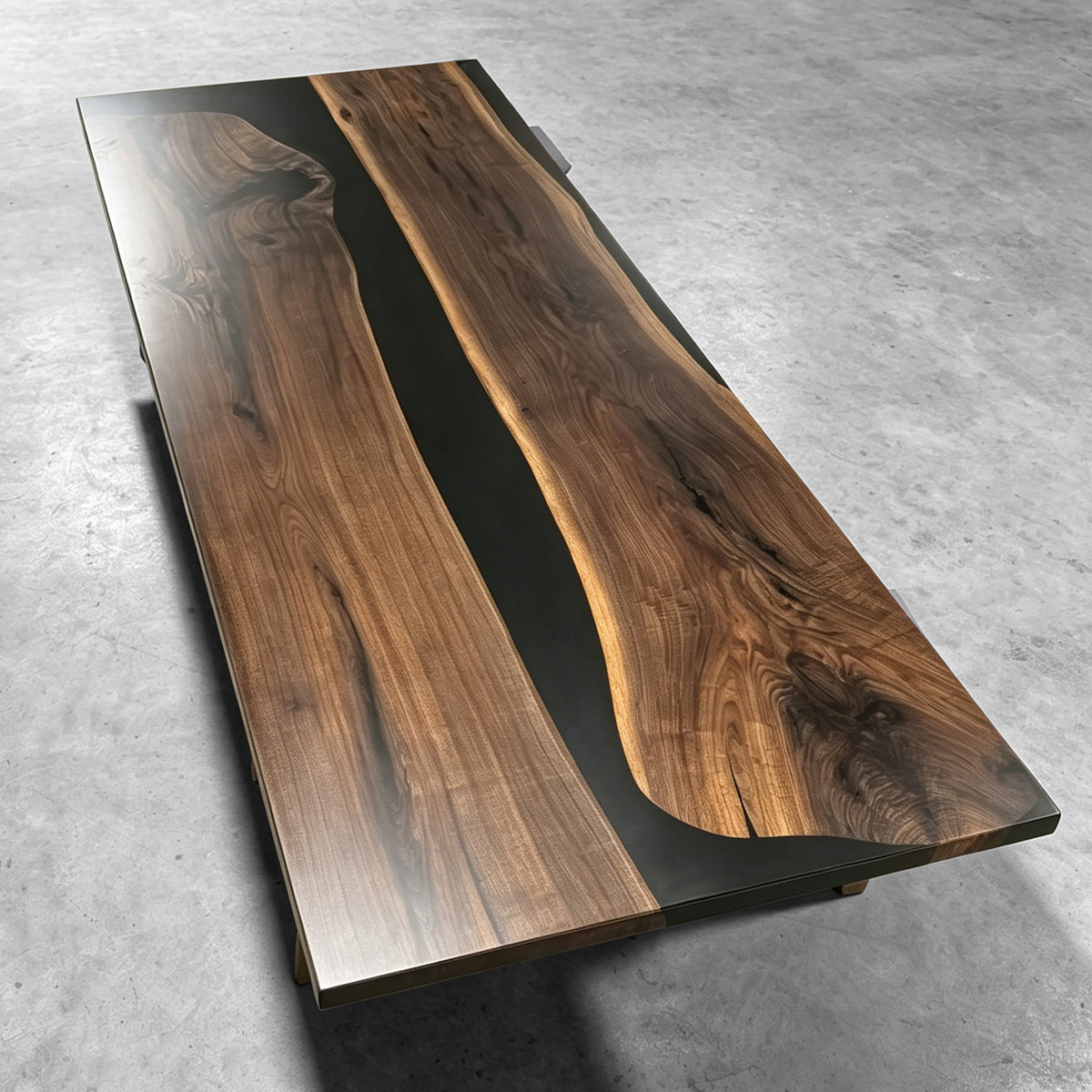 10ft Meeting table in black walnut solid wood slab conference table for 10 seats