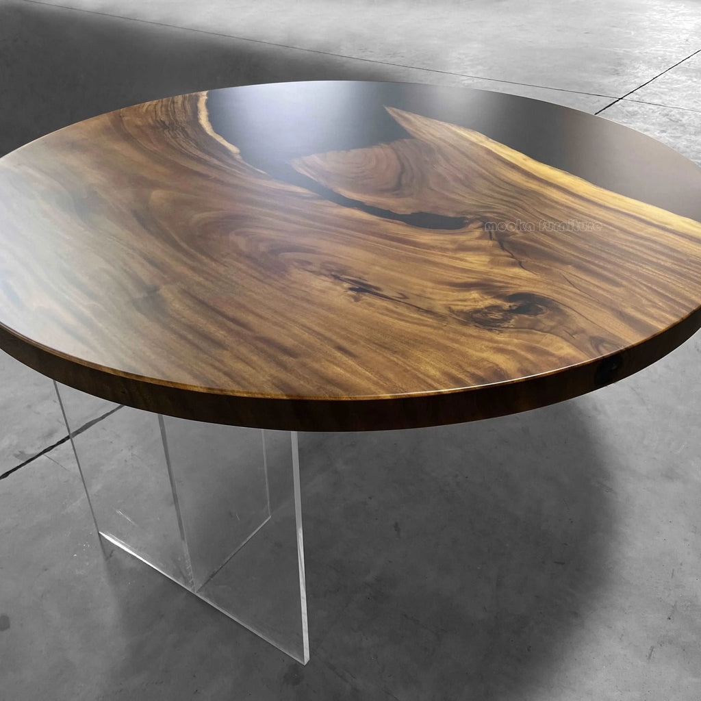 Unique styllish wood resin luxury round dining table for 8 seats - MOOKA FURNITURE