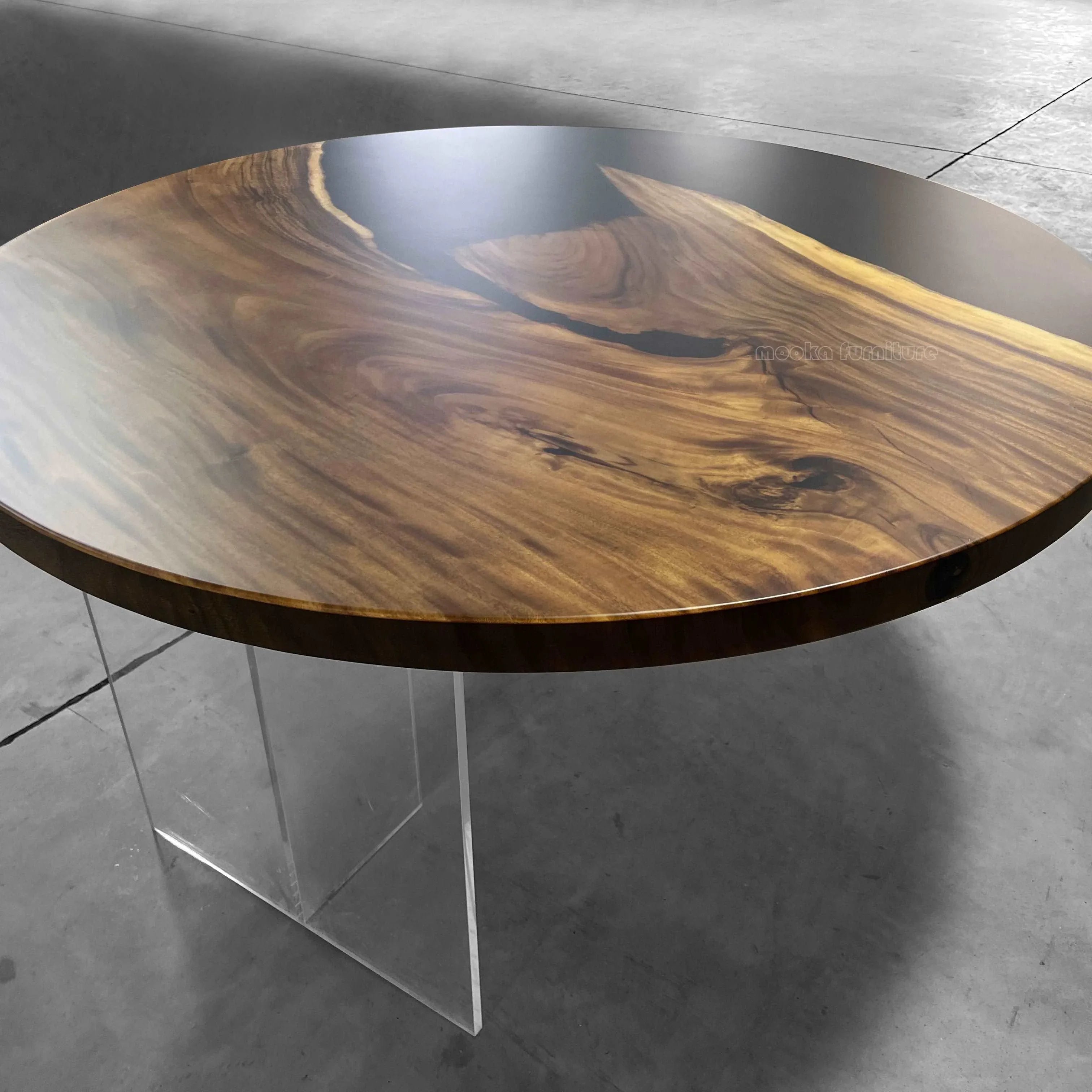 Unique styllish wood resin luxury round dining table for 8 seats - MOOKA FURNITURE