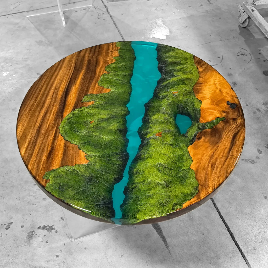 Impressive unique Landscape epoxy diorama resin wood art coffee table - MOOKA FURNITURE