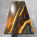 112 inch clear grey resin river wood dining table for 10 people - MOOKA FURNITURE