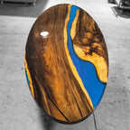 Large size blue epoxy river table Luxury Oval dining table for 12 people - MOOKA FURNITURE