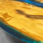 Light color blue resin river table large Luxury Oval dining table for 12 people - MOOKA FURNITURE