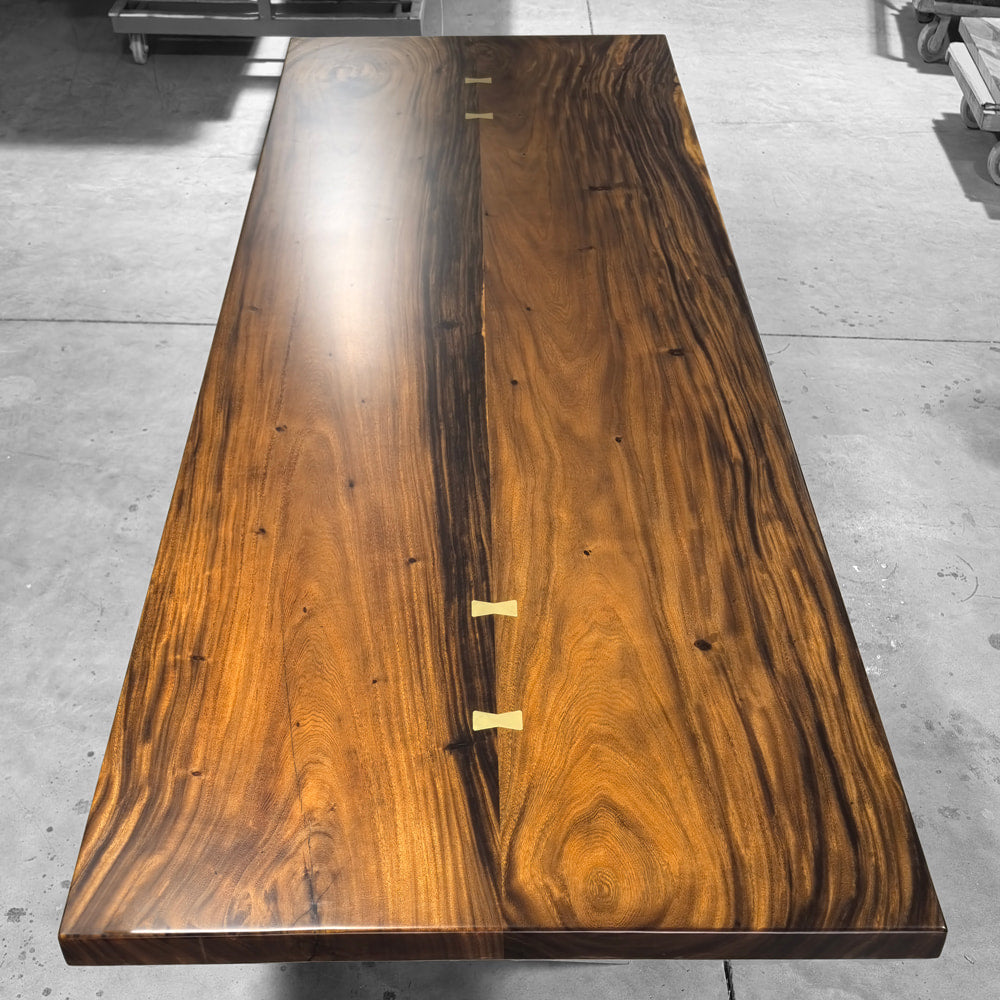 120 inch solid natural wood dining table with bench for 10-12 people