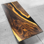 Unique natural wood black resin river dining table for for 8-10 people - MOOKA FURNITURE