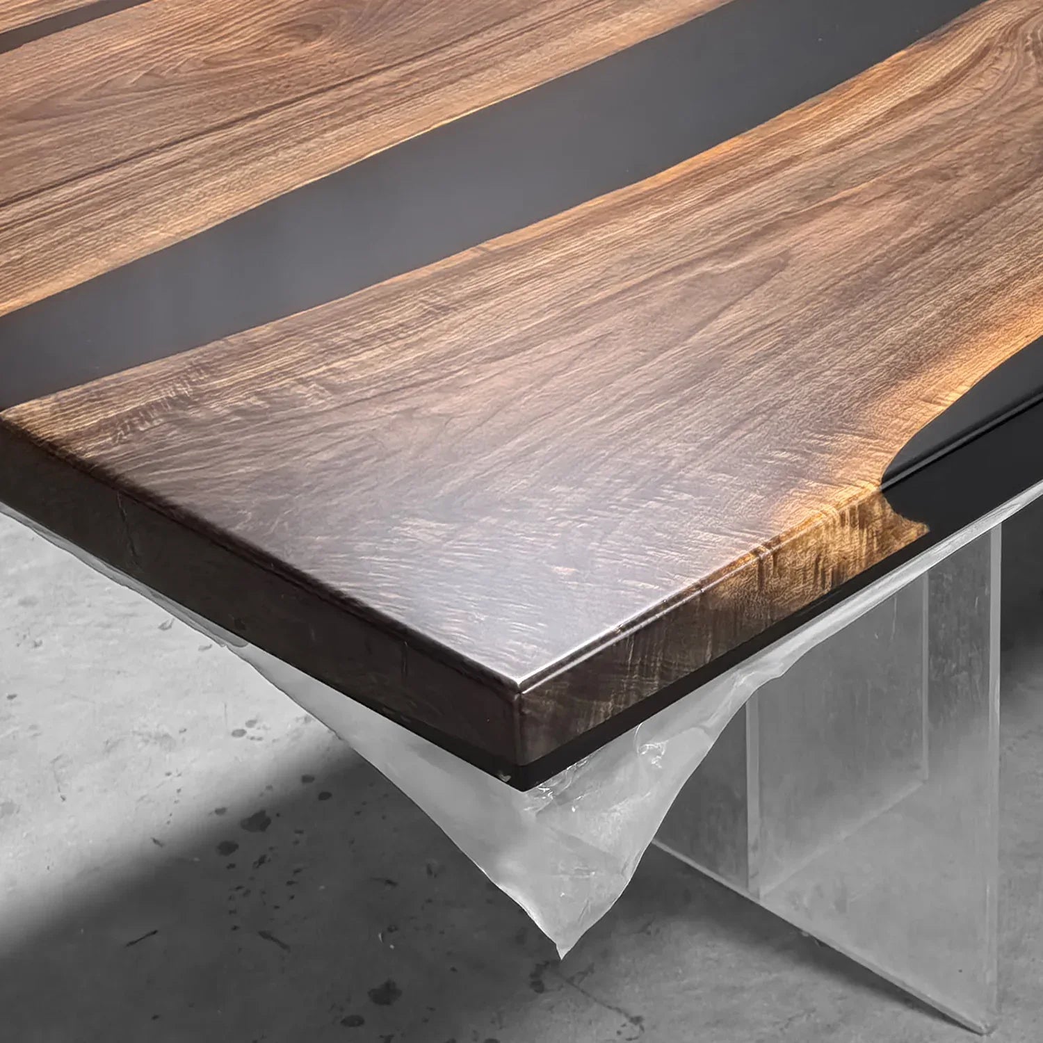 Massive table in 12 ft for 12 person solid dark walnut wood river table conference table custom made - MOOKA FURNITURE