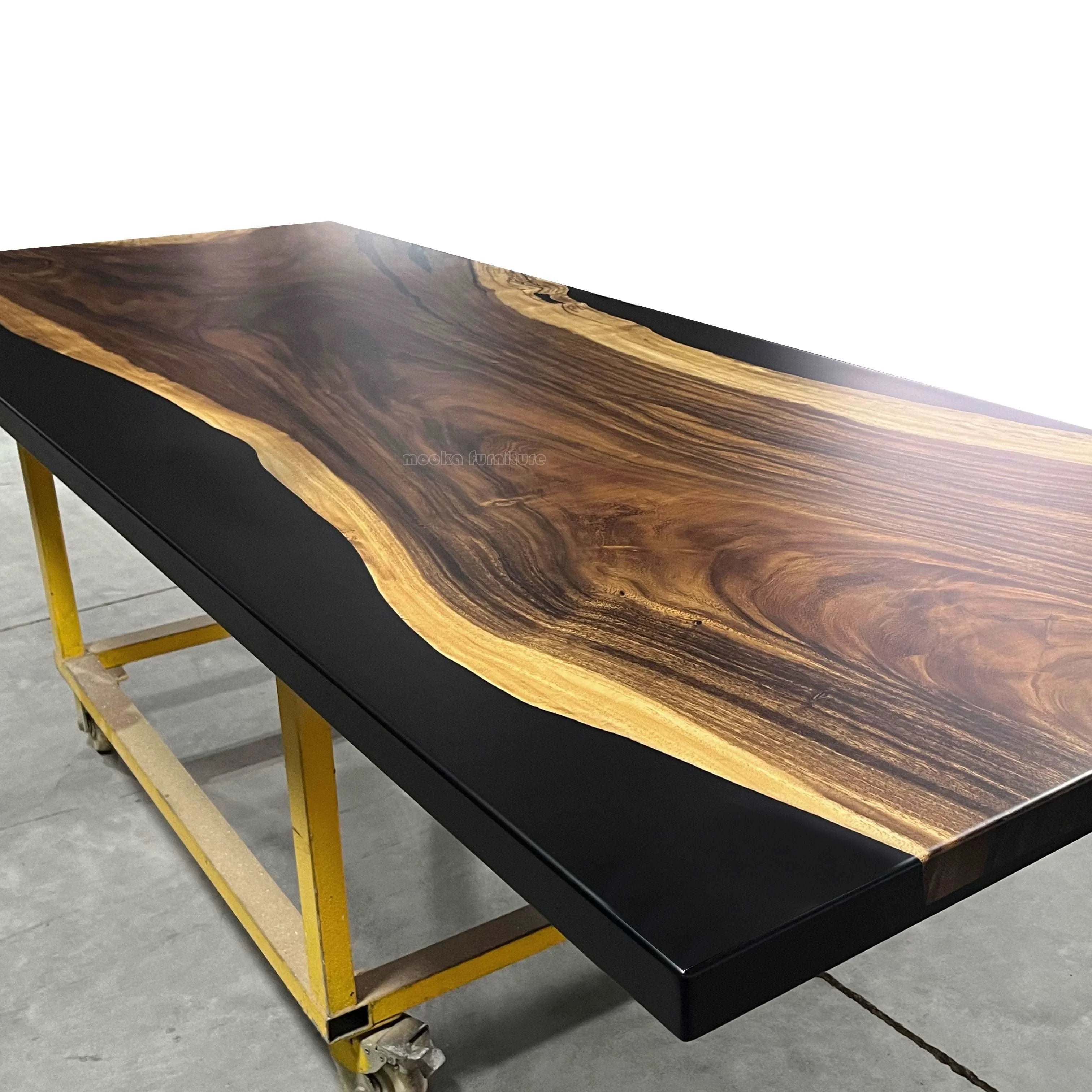 One-piece natural wood big size dining table for 8-10 people - MOOKA FURNITURE