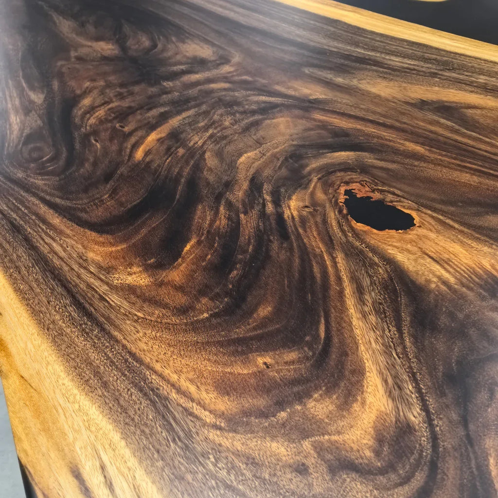 Unique natural wood black resin river dining table for for 8-10 people - MOOKA FURNITURE