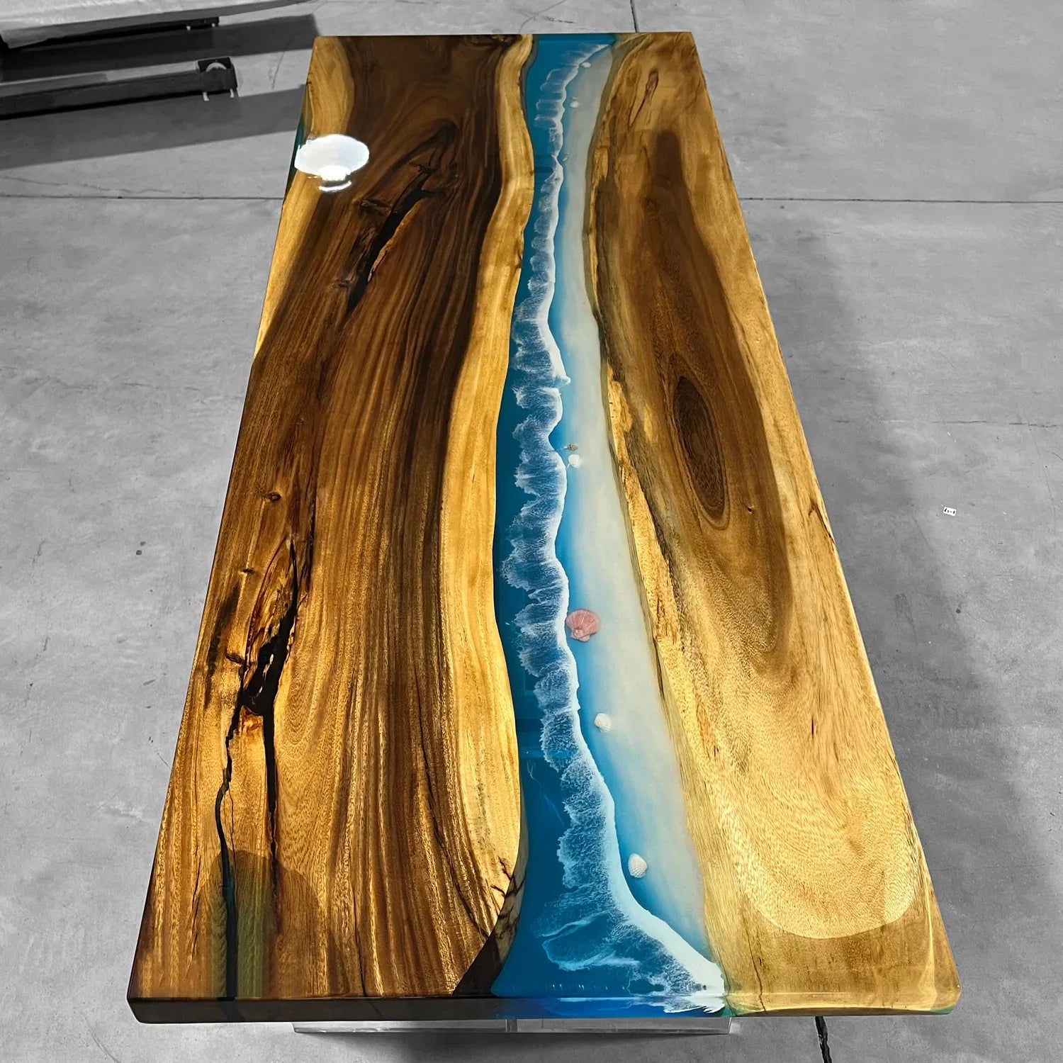Blue resin wood river table beach themed dining table 6-8 seats - MOOKA FURNITURE