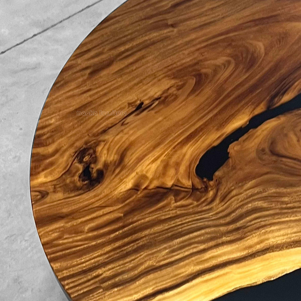 Unique styllish wood resin luxury round dining table for 8 seats - MOOKA FURNITURE