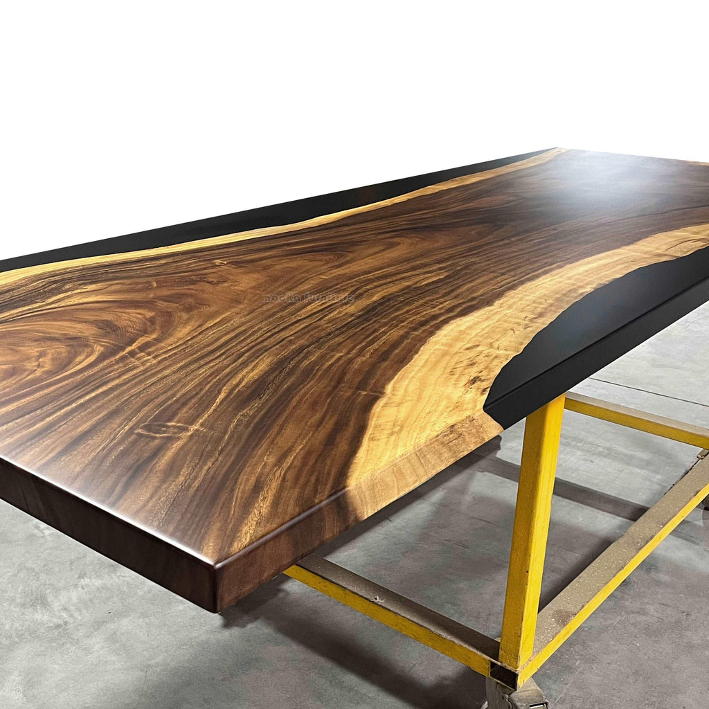 One-piece natural wood big size dining table for 8-10 people - MOOKA FURNITURE