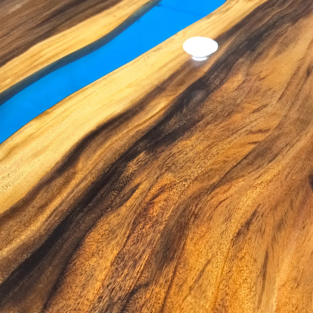 Large size blue epoxy river table Luxury Oval dining table for 12 people - MOOKA FURNITURE