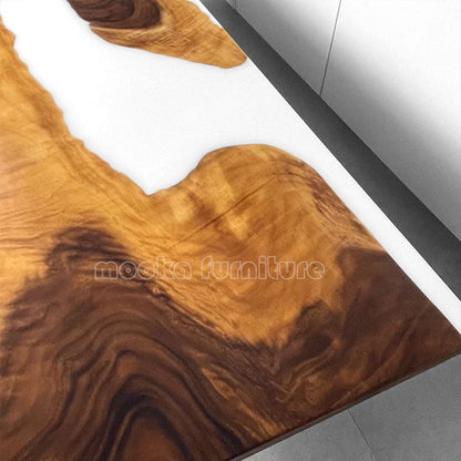 Resin Wood Dining Table - MOOKAFURNITURE