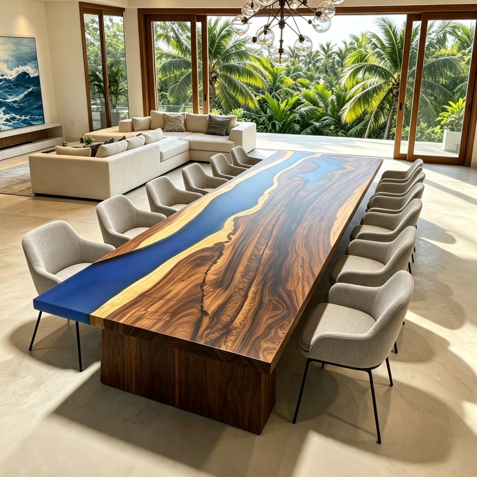 Blue river table 12feet for large family dining table 12 people